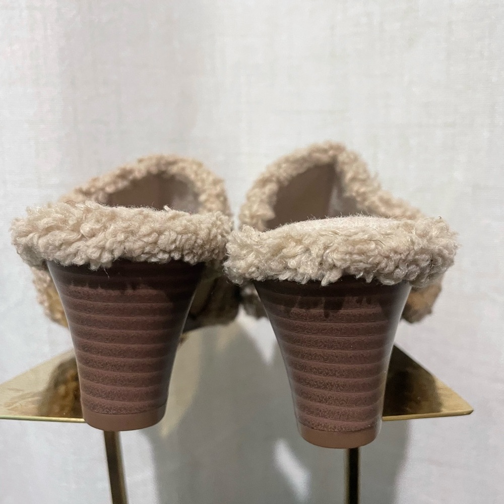 Tan Square-Toe Wedge Mules - Picture 5 of 6
